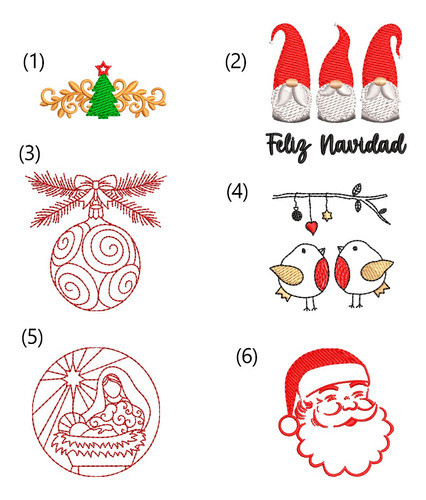 Matrices De Bordado: Pack Navidad Pequeños Diseños X 6 1