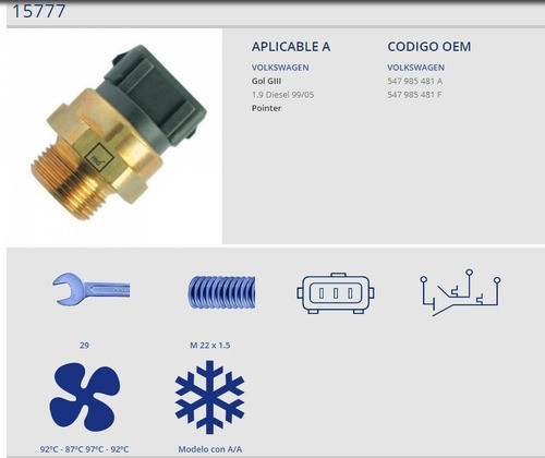 Bulbo Electroventilador  Orion Gol Pointer Escort 3 Patas 0