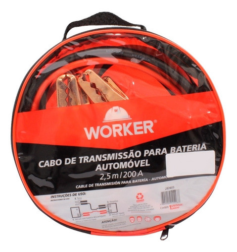 Cabo Bateria 2,5m Automóvel Chupeta - Worker 0