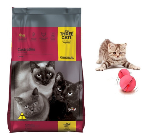 Alimento Gato Adulto Three Cat 10 Kilos+pelota Juguete 0