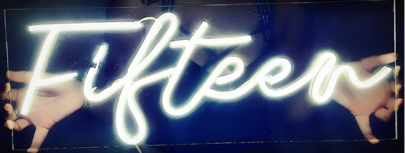 Cartel Neón Led Fifteen 15 Años Base Acrílica Cristal 0