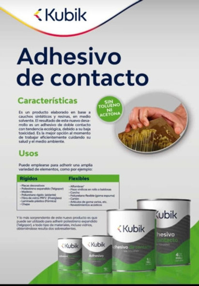 Adhesivo Pegamento Cemento Contacto Kubik 1/2 Kg 500g 1