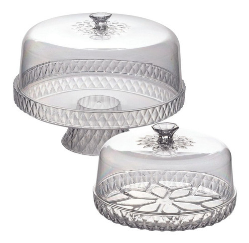 Kit Porta Bolo/boleira Alta E Porta Queijo/queijeira Incolor 0