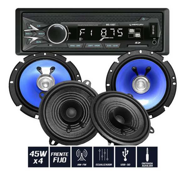 Stereo Bluetooth + Parlantes Bomber 5 Y 6 Pulgadas Cono Dual 0