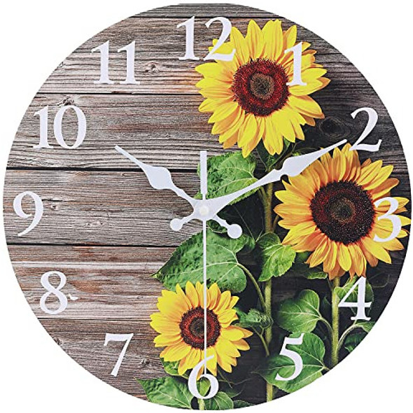 Reloj De Pared Redondo Girasol Madera 30 Cm 0