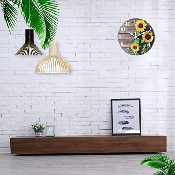 Reloj De Pared Redondo Girasol Madera 30 Cm 1