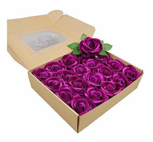 Rosas Artificiales Realistas Con Tallo X 20 U  Morado 0