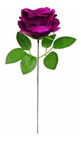 Rosas Artificiales Realistas Con Tallo X 20 U  Morado 1