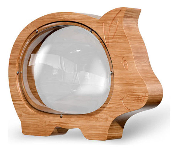 Alcancia Chanchito De Madera Y Acrilico Transparente 25x18x7 0