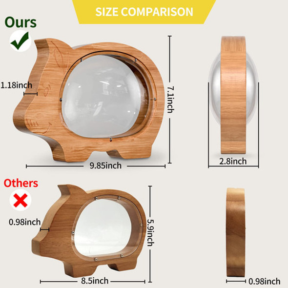 Alcancia Chanchito De Madera Y Acrilico Transparente 25x18x7 1