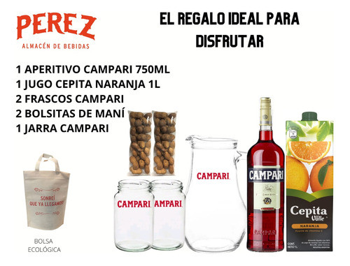 Kit Campari 750ml + Cepita + Frascos + Jarra - Pérez Tienda 1