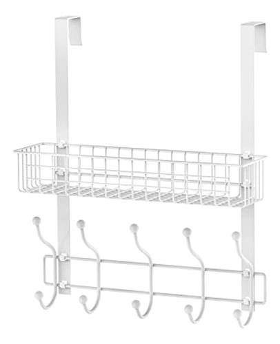 Perchero, Milijia Colgador Sobre La Puerta Con Canasta De Ma 0