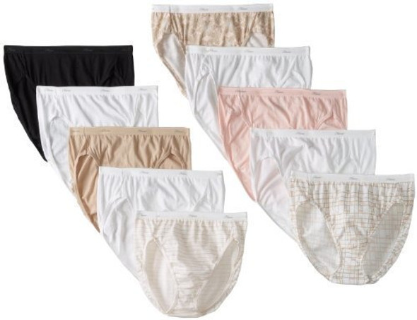 Hanes Para Mujer, Paquete De 10 Bragas De Algodon De Corte A 0