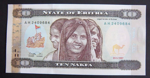 Eritrea 10 Nakfa 1997 Sin Circular Pick 3 Nativos Puente 0