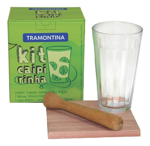 Tramontina Caipirinha Vaso + Tabla + Pison Madera Kit 3 Pz. 0