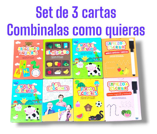 Set 3 Cartas Didácticas Barcodepapel Aprendizaje Pictogramas 1