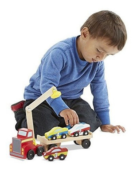 Melissa Y Doug Magnetic Car Loader Toy Toy De Madera Con 4 A 1