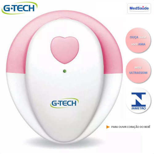 Aparelho Para Escutar Coração Do Bebê G-tech Branco E Rosa 1