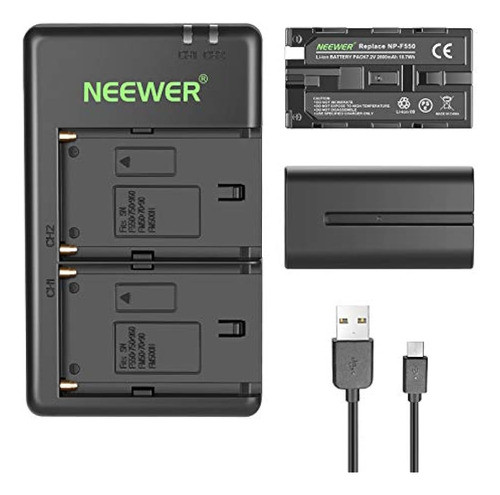 Juego De Cargador De Batería Neewer Np-f550 Para Sony Np F97 1