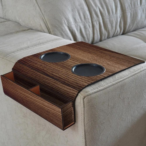 Bandeja De Sofá Porta Copos E Porta Controle Tabaco Claro 1