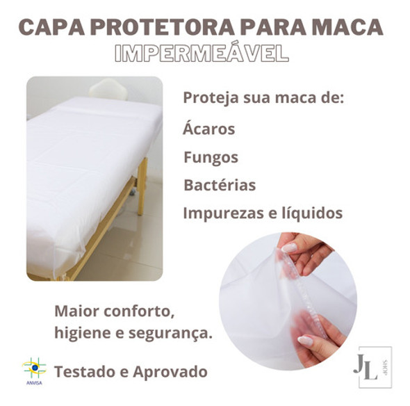 Capa Para Maca Protetora Impermeável Consultório 1,90 X 80cm 1