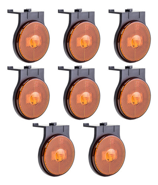 Lanterna Lateral Caminhão 3 Led Bivolt Âmbar 8 Unidades 65mm 0