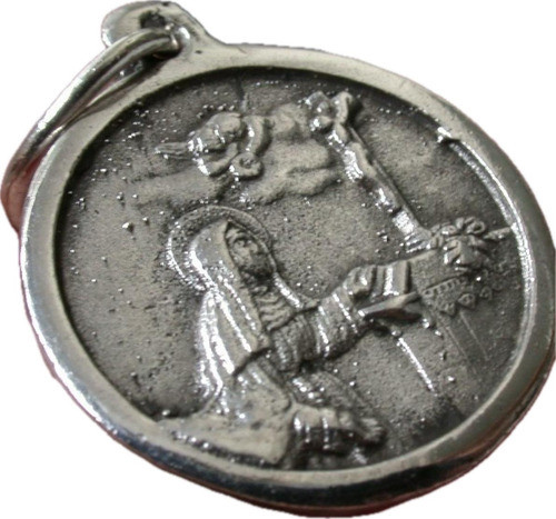 Colgante Medalla Plata 925 Unisex Virgen Rezando Angel Luli 0