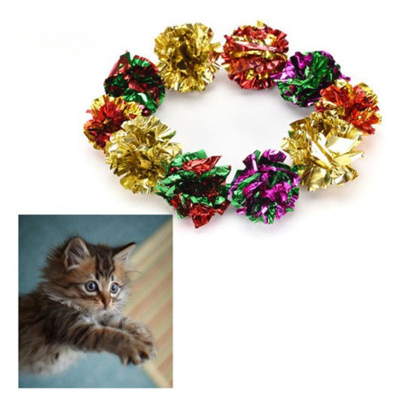 10 Bolas De Mylar Mucha Arruga Gato Juguetes Gatito Juguete 0