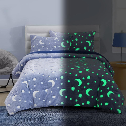 Hombys Glow In The Dark Comforter Set 7 Piece Full/queen Wit 0