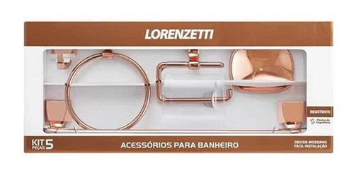 Kit Acessório Banheiro Lorenzetti 5 Pçs Rose Gold 2000 F24 0