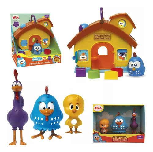 Brinquedo Familia Galinha Pintadinha E Fazenda Encaixe Forma 0