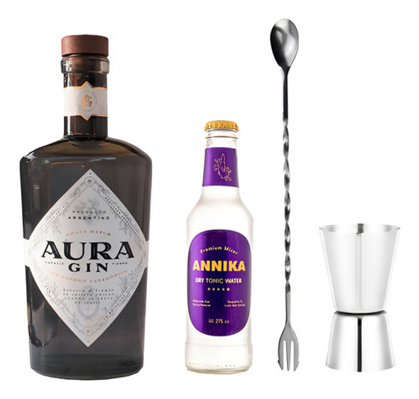 Gin Aura London Dry 700ml + Tónica + Cuchara + Jigger 0