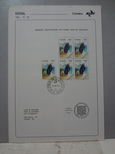 Edital 1980 Nº 27 / 28 / 29 Com Carimbo Fdc 1