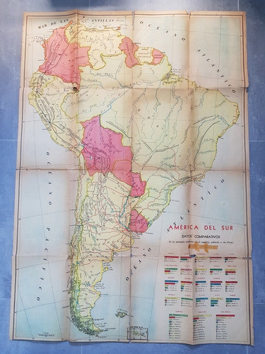 Antiguo Mapa Escolar América Del Sur. 51203. 0