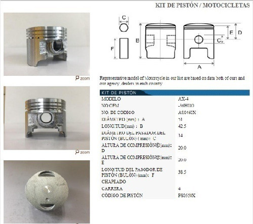 Pistón Kit Suzuki Ax4 Japonés 1