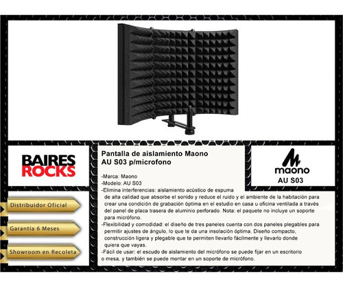Pantalla De Aislamiento Maono Au S03 P/micrófono 1