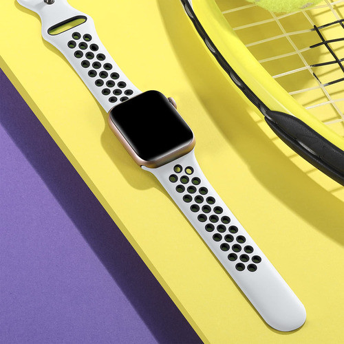 Correa Deportiva P/apple Watch 42-45-49mm Blanco/negro S/m 1