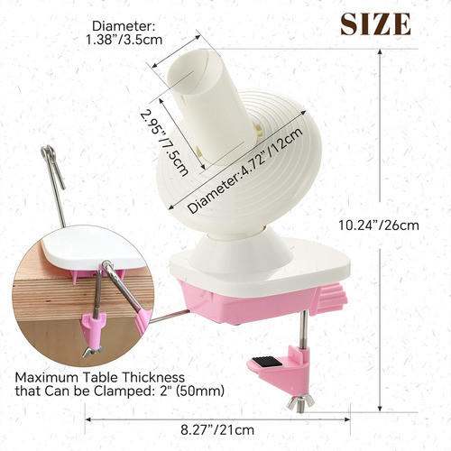Devanador Manual Para Hilos De Lana, Capacidad 113gr, Rosa 1