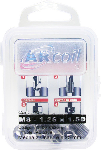 Insertos Para Roscas 8x1.25 2d Arcoil M8 10 Unidades 1