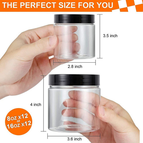 Paquete De 24 Tarros De Pl Stico Con Tapas De 16 Oz 12 1