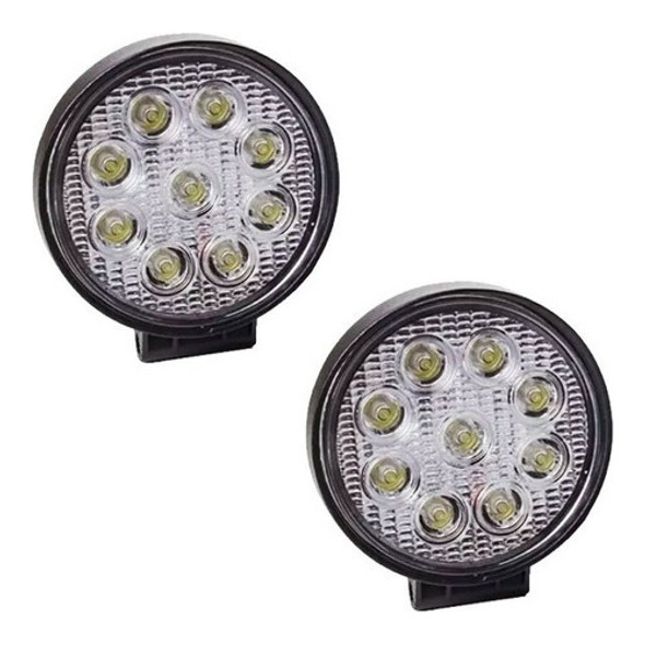 Kit Par Faros Led Redondo 27w 9 Leds Blanco 4x4 Cuatri Moto 0