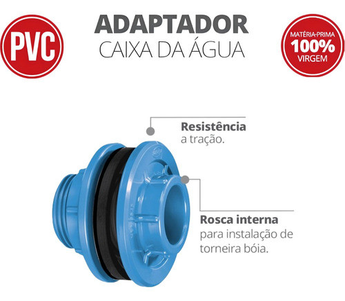 5 Adaptador Caixa D'água Borracha  Vedação 50,6x1.1/2 Durín 1
