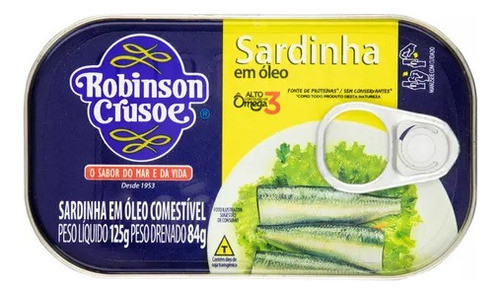 Kit C/3 Sardinha Em Óleo Robinson Crusoe Lata 84g 1