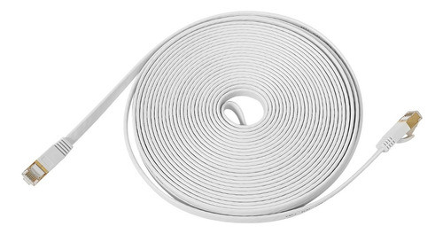Blanco 50 Ft Cat7 Plano Ethernet Patch Cable De Red Rj45 Par 1