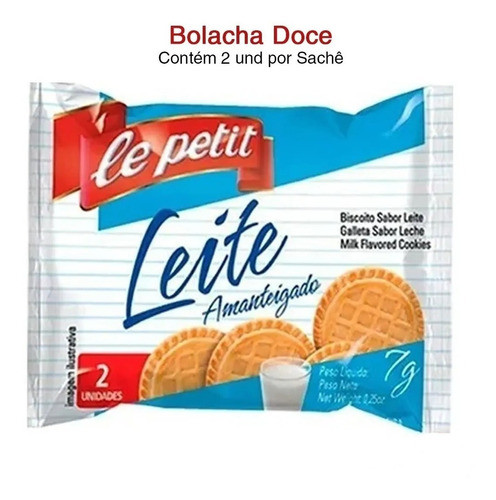 Sachê C/2 Bolacha/ Biscoito Ao Leite C/360un Lanche/clínica 0