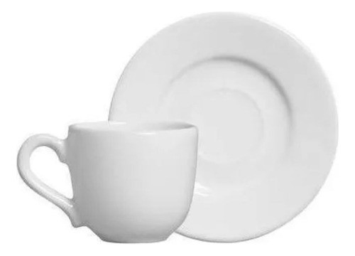 Jogo Com 6 Xícaras Brancas Com Pires Café 50ml Cerâmica 0