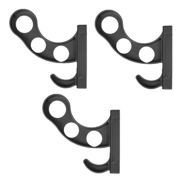 Kit 03 Suporte De Capacete Pendurar Gancho Chave Moto Preto 0