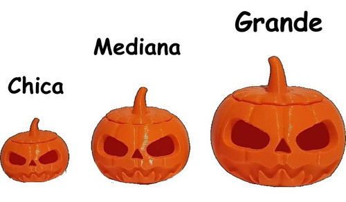 7 Calabazas Carameleras Halloween Mediana Plastica 3d 1