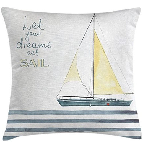 Ambesonne Nautical Throw Pillow Funda De Cojín, Let Your Dre 1