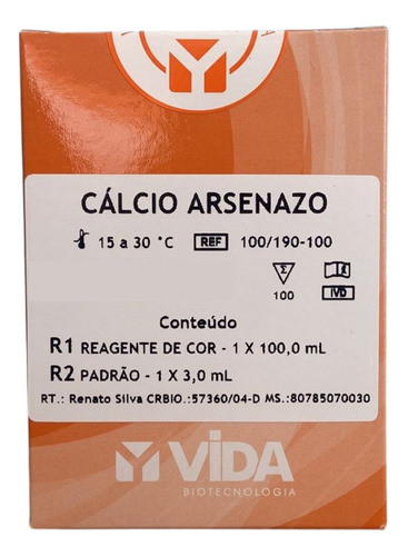 Reagente Cálcio Arsenazo 100 Ml Para Laboratório 0
